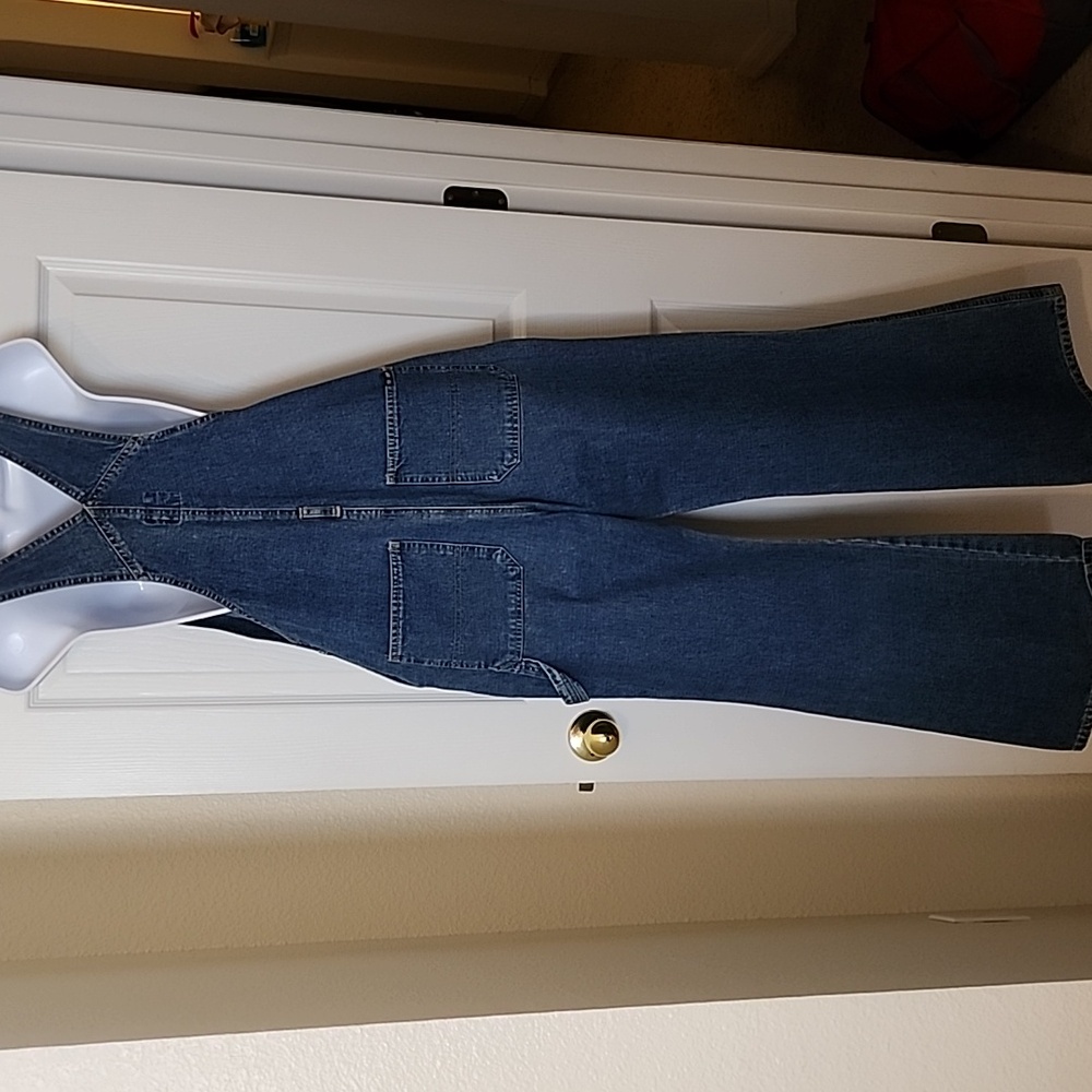 Old Navy Classic Blue Denim Flare Overalls, Size 16 - Picture 5 of 10